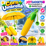 3 Fold Corn Shaped Folding Umbrella, Sun Umbrella UV Parasol Vegetables Fruit Shape Parasols for Women, yellow umbrella