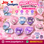 Cute Heart Shaped Compact Mirror for Women, Magnifying Travel Mirror