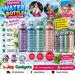 Transparent Motivational Water Bottles Time Marker Leak Proof & Break-Proof {3 pcs}