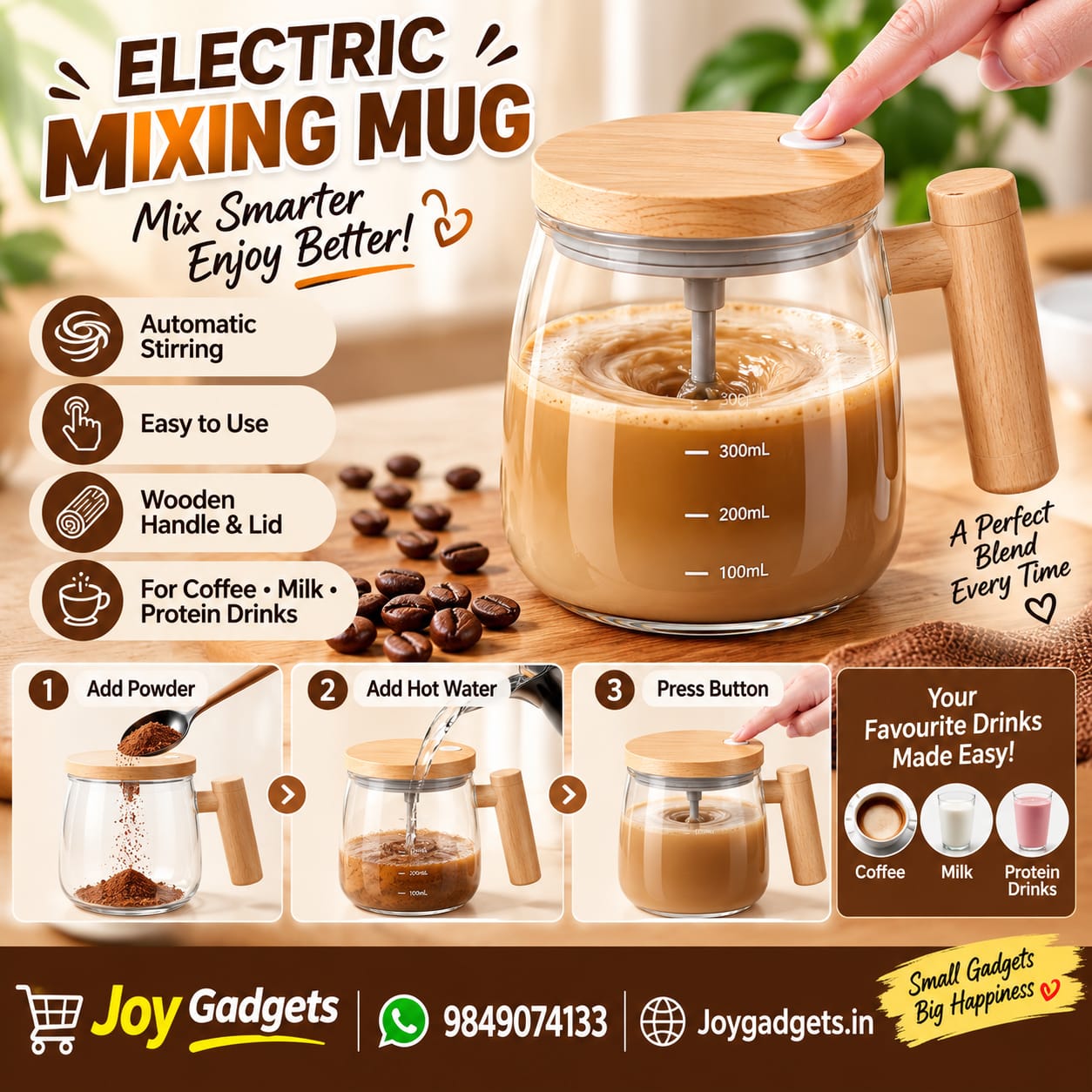 IMG-20260907-WA0003 Electric Mixing Cup Borosilicate Glass Food-Grade Glass, Hot & Cold Beverages - Image 1