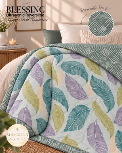 Ultrasonic  Reversible Double Bed AC  Comforters by  Size: 90x100 inches Fabric: Imported Glace Cotton (Cotton Feel)
