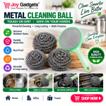 Heavy Duty Kitchen Scrubber with Long Handle, Multi-Purpose Steel Wool Scrub Pad for Kadai