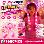 LED Light Soft Plush Winter Earmuffs With Cute Bunny Ears & Long Tails
