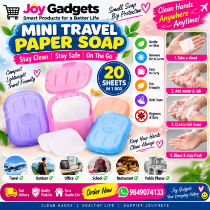 Mini Travel Paper Soap With Case -20 Sheets (1 BOX)