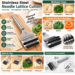 Stainless Steel Noodle Lattice Roller Handheld Dough Cutter